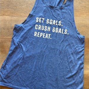 Blue Graphic Tank Top - "Set Goals. Crush Goals. Repeat."